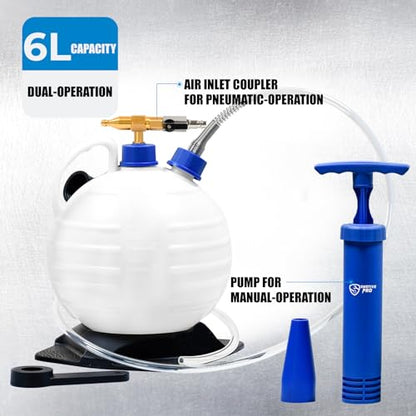 SMOTIVEPRO Oil Extractor Pump Vacuum 6L Pneumatic/Manual Fluid Extractor Professional Engine Oil Change Pump for Automotive and Marine
