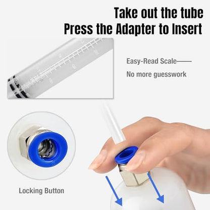 Thorstone 200cc Fluid Extractor Pump with 60cm Hose | Manual Oil Change Syringe with 60cm Rubber Hose and 2pcs 22cm PVC Tubes for Fluid Transfer - size: 200cc(60cm）