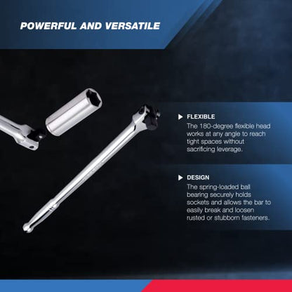 NEIKO 00206A 1/2" Breaker Bar, 1/2-Inch Drive 24-Inch Breaker Bar, Flex Head Chrome-Moly Cr-Mo, Lug Nut Wrench, Tire Bar, Cheater Bar - size: 24" Length, style: 1/2" Drive