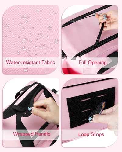 Pink Tool Bag for Women, 16 Inches Tool Storage Organizer Box | Spacious Main Compartment, Wide Opening, Multiple Pockets, Padded Handle, Adjustable Shoulder Strap, Tactical MOLLE Loop