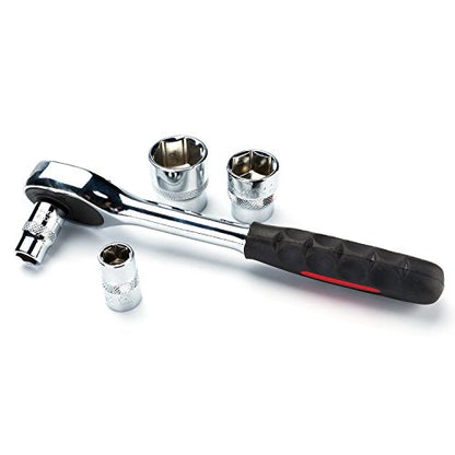 MAXPOWER 11-Piece 3/8" Ratcheting Socket Wrench Set Quick Release Reversible Ratchet Handle and Swappable Spanners Sockets with Hanging Rack - color: Metric 3/8" Drive