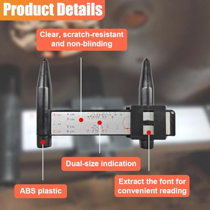 Car Wheel Rim Bolt Pattern Measuring Tool, 4 5 6 8 Holes Wheel PCD Gauge Sliding Caliper, Lug Bolt Pattern Gauge, Universal PCD Ruler Auto Quick Measurement Accessories