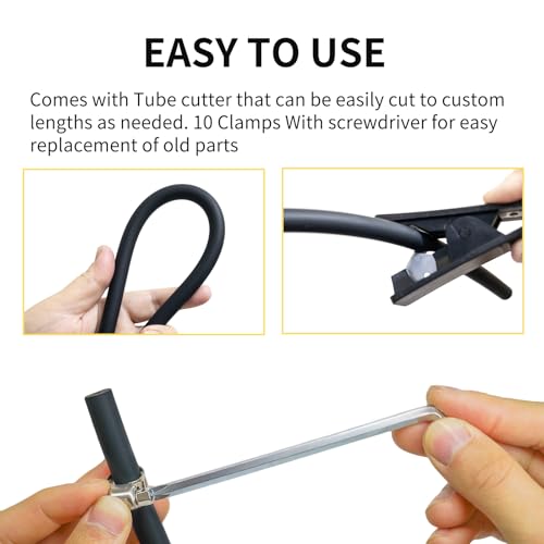Unicaravan Silicone Vacuum Hose 10FT ID 3/16" (5mm), Wall Thickness 4mm,Matte Black Tubing, With 10PCS Clamps, Tube Cutter, screwdriver,Automotive Marine & Industrial Use - size: 3/16" (5mm) - 10FT + 10PCS Clamps + tube cutter