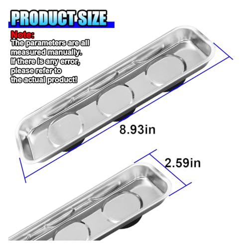 3PCS Magnetic Tray Holder, Stainless Steel Extra Strong Magnetic Bowl Parts Tray Set for Screws, Nuts, Bolts, Sockets, Pins – Mechanic Tool Metal Parts Organizer for Automotive Repair (Rectangular) - size: Rectangular