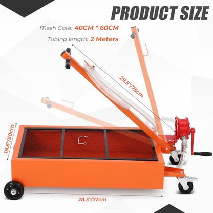 Oil Drain Pan,Low Profile Oil Drain Pan with Electric Pump,Oil Change Pan with 8ft Hose & Folding Handle, Rolling Oil Drain Cart for Car, SUV, Trucks Oil Draining - size: 20 Gallon, style: Manual