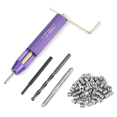 50pcs Thread Repair Kit, M4 x 0.7 Stainless Steel Wire Thread Insert Combination Tool Set for Restoring Damaged Wires in Steel M4 x 2D