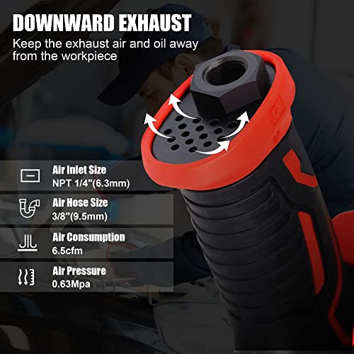 XIIW 1/2 Inch Air Impact Wrench, Max Torque 1560 ft-lbs, Lightweight 4.4 lb | Heavy Duty 8000RPM 1/2 Air Impact Gun Driver, Twin Hammer Pneumatic Impact Wrench for Automobile Repair - size: 1/2 inch | 1560 ft-lbs
