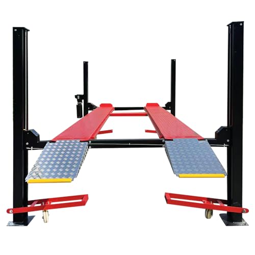 KT-4H950 3.0 HP Heavy Duty with Oil Tray, Jack Tray 84.5'' lifting Height 4 Post Car Lift Auto Parking Lift Aluminous Ramp with Casters