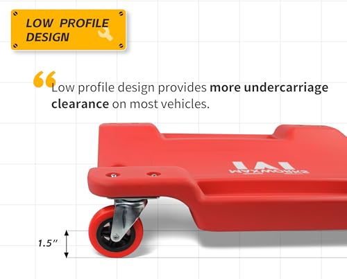 MAXWORKS 50874 40 Inch Plastic Rolling Garage Creeper with Padded Headrest and Dual Tool Trays, 300 Lbs - style: Rolling Creeper