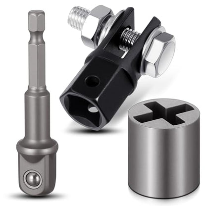 3 Pcs Scissor Jack Adapters Tool Heavy-Duty Universal Jack Socket Adapter for Hand Drill Scissor Car Jacks with a 1/2 in Socket Adapter Bit for 1/2 in Impact Wrench or 13/16 in Lug Wrench