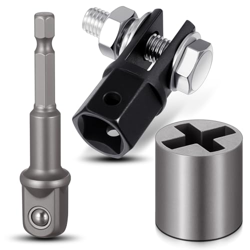 3 Pcs Scissor Jack Adapters Tool Heavy-Duty Universal Jack Socket Adapter for Hand Drill Scissor Car Jacks with a 1/2 in Socket Adapter Bit for 1/2 in Impact Wrench or 13/16 in Lug Wrench