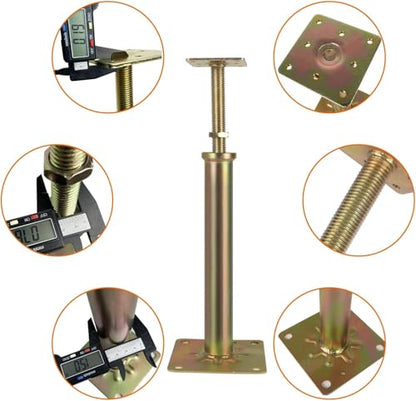 6 Pcs Adjustable Foundation House Floor Jacks Post for Leveling, 11" - 16" Height Range, Screw Jacks for Temporary Or Permanent Support, Heaty Duty Metal Galvanized, Load 6500-8850lbs(Each) (6 Jacks)