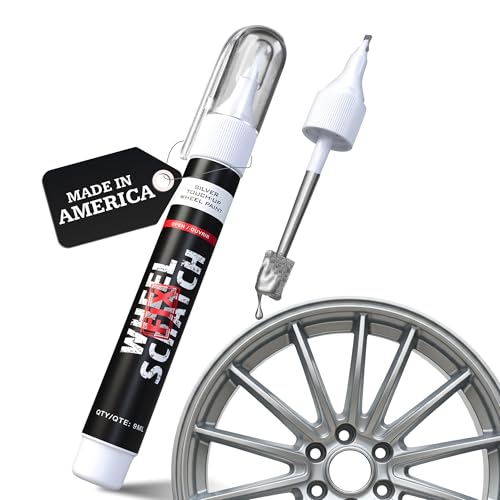 Wheel Scratch Fix® Silver Magic Car Scratch Remover Pen - Alloy Wheel Touch Up Paint Pen for Cars, Curb Rash Removal with Fast-Drying & Long-Lasting OEM Finish, Vehicles Rim Repair Paint for Chip (Light Silver (Pen Only)) - color: Silver - Light - Touch-U