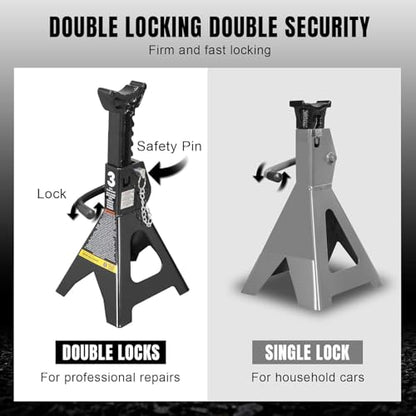 Big RED 3 Ton Double Locking Steel Jack Stands, for Lifting UTV/ATVS, Small Trucks and SUVS, Heavy Duty Steel, 6000lbs Capacity, 1 Pair, Black - color: Black, size: 3 ton, style: Double Locking