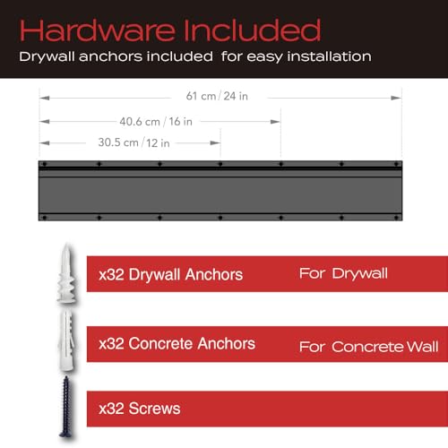 VAULTON Heavy Duty Metal Slot Wall Panel Garage Organization Kit, 4 * 24inches, Wall Mounted Tool Organizer With 11 Hooks, Interlocking Slot Panel, 15pcs - style: 96inch 4 Panels+11 Hooks