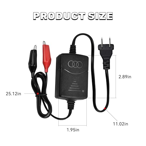 12V 1300mA Sealed Lead Acid (SLA) Battery Charger, Automatic Trickle Charger Maintainer with Short Circuit Protection, Universal Charger Adapter for Car, Motorcycle, RV, ATV, Boat Batteries