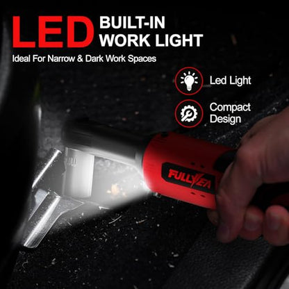 FULLYEA Electric Ratchet Wrench Set,12V Cordless Ratchet Wrench 3/8", 400 RPM Power Ratchet Tool Kit with LED Light, 7 Sockets, 1/4" adapter, 2 Packs 2000mAh Battery and Fast Charger
