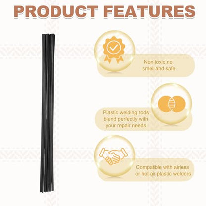 MECCANIXITY 13.2 Inch Plastic Welding Rods, Double Strand Round Sticks ABS Welding Rods for Plastic Welder Kayak Car Bumper Repair Pack of 10 2.5x5mm, Black - color: Black, size: 13.2 Inch