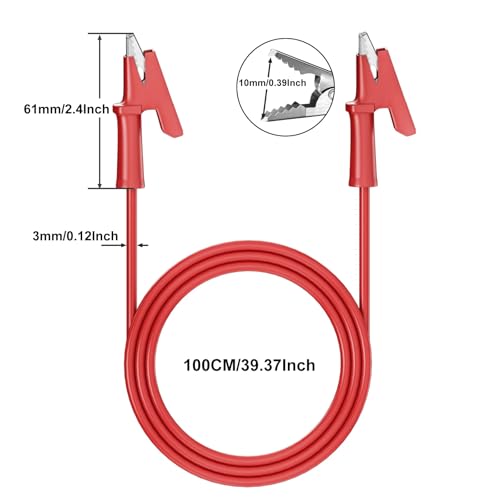 Dual-Ended Alligator Clip Electrical Test Leads 1000V 15A 3.5ft Jumper Wire | 1M Flexible Protective Copper Cable Crocodile Clip, Testing Wires with Insulators Gator Clips for Testing 2PCS
