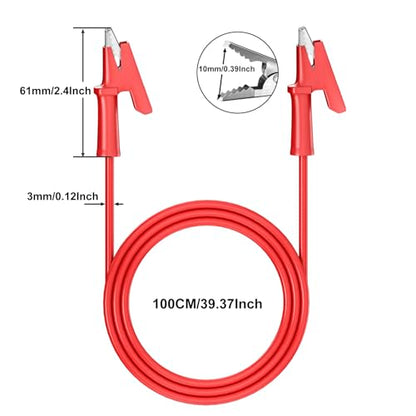 Dual-Ended Alligator Clip Electrical Test Leads 1000V 15A 3.5ft Jumper Wire | 1M Flexible Protective Copper Cable Crocodile Clip, Testing Wires with Insulators Gator Clips for Testing 2PCS