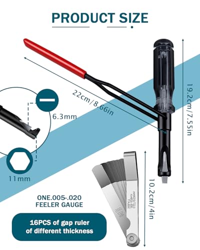 10mm Valve Adjustment Tool Jam Nut, with Angled Feeler Gauge, Slotted Valve Grinding Lapping Tool, Jam Nuts with Window Cut Out for Positioning, for Honda Toyota and Other Japanese Auto Vehicle Engine - size: 10 mm with Angled Feeler Gauge