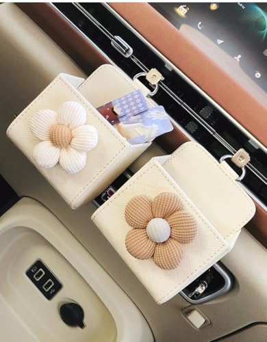 2pcs Flower Patterned PU Leather Car Storage Box, Lightweight and Portable, Glove Box Organizer, Vehicle Interior Decoration