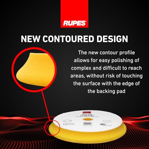RUPES 9.DA180M Pack of 12 Yellow D-A Fine Finishing Foam Pads 180mm | Ideal for Paint Correction | Moderate to Fine Defect Removal | Compatible with 6" Backing Plate - size: Fine 180mm, style: Pack of 12