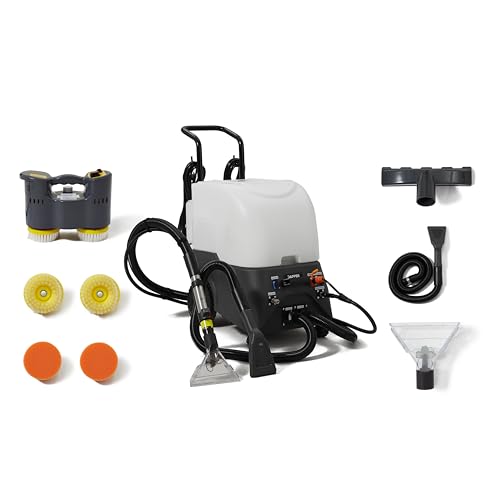 Dapper Commercial Carpet and Upholstery Extractor Cleaning Machine with Steam, Spray-Vacuum, Blower & Mite Remover. — Designed for Deep Cleaning. Dual Separate Circuit Power Cords - size: 3 Gal