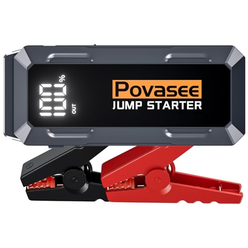 Povasee 4000A Jump Starter 12V Battery Jumper Starter(10L Gas 10L Diesel Engine),Car Battery Jump Starter with 3" LCD Display, Power Bank/Dual Output/LED Light - style: A20