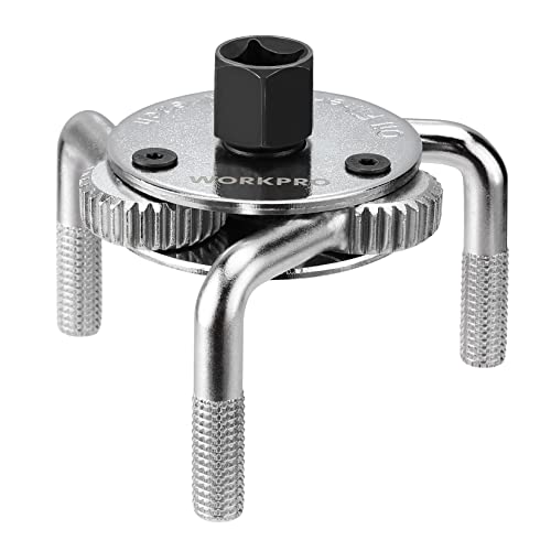 WORKPRO Adjustable Oil Filter Wrench, Universal 3"–5-1/2" (76–140mm) | Heavy Duty 3-Jaw Oil Filter Removal Tool, Professional Auto Repair Tool for Car, Truck, SUV, Tractor, and Motorcycle - color: Sliver