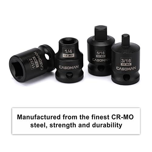 CASOMAN 3/8-inch Drive Pipe Plug Socket Set, SAE, CR-MO, Tapered Male Square Drive, Chamfered Female Square Drive,11 Pieces Set - size: 3/8"Dr.