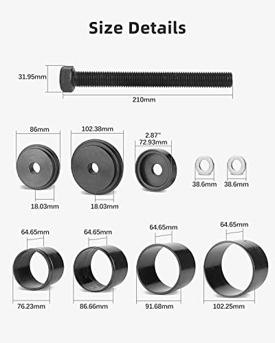 23 Pieces Wheel Bearing Press Kit for Front Wheel Drive Bearing Removal & Installation Wheel Bearing Puller Tool Set with Storage Case