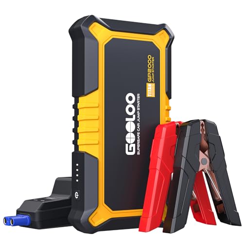 GOOLOO New GP2000 Jump Starter 2000A Car Starter Battery Pack (Up to 8.0L Gas, 6.0L Diesel Engine),12V Car Battery Charger Jumper Starter, Supersafe Portable Lithium Jump Box with USB Quick Charge - color: Yellow