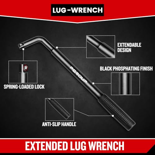 zhax Telescoping Lug Wrench, Extended Lug Wheel Wrench with 19mm(3/4") and 21mm(13/16”) CR-V Steel Sockets, Tire Repair Tools for Car, Truck & Van