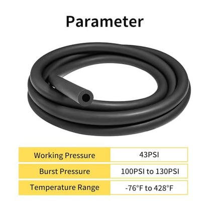 Unicaravan Silicone Vacuum Hose 10FT ID 5/16" (8mm), Wall Thickness 4mm,Matte Black Tubing, Automotive Marine & Industrial Use - size: 5/16" (8mm) - 10FT