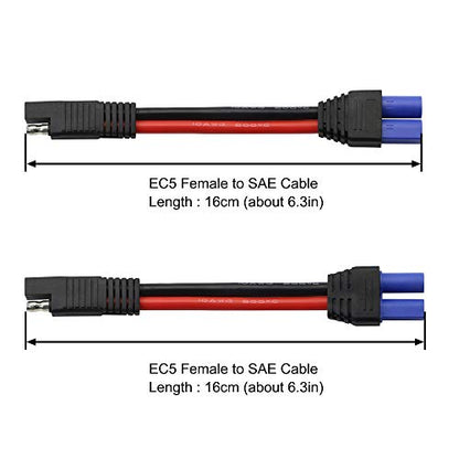 GINTOOYUN EC5 to SAE Cable, EC5 F/M Plug to SAE Connector Power Automotive Cable Wire 10AWG for Car Motor Solar Panel Batteries