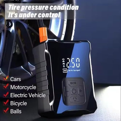 Portable Electric Bike Pump with Digital Gauge Tire Inflator with LCD Display, Multi-Purpose Air Compressor Pump for Bikes, Cars, Motorcycles