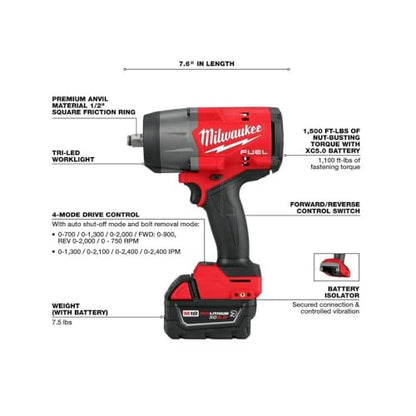 Milwaukee Electric - M18 Fuel 1/2 HIGH Torque Impact Wrench W/FRICTI