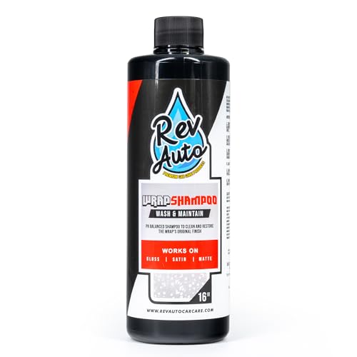 Rev Auto Wrap Shampoo - Vinyl Wrap Car Wash Soap for Foam Cannons & Bucket Washes | High-Foaming, pH-Balanced Car Soap | Safe for Gloss, Satin, Matte, Printed, Chrome & More - (16 Fl Oz) - size: 16 Fl Oz (Pack of 1)