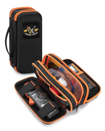 Hard Tool Carrying Bag, Zippered Multimeter Case with Handle | Compatible with Klein Tools 80101/Et310 Ac Circuit Breaker Finder, 3-Layer Design with Elastic Strap, Protective Shell