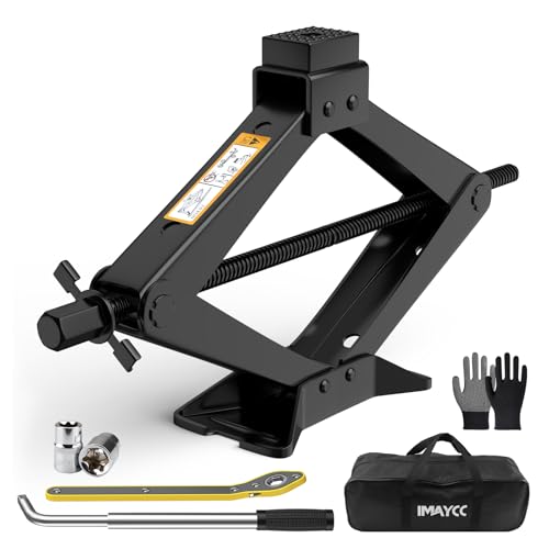 Universal Scissor Jack 3 Ton, Portable Car Jack Kit 3 Ton with Lug Wrench, Heavy Duty Tire Changing Kit, Emergency Lifting Jack for Car SUV ATV