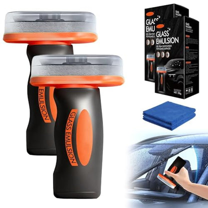 Glass Emulsion Professional Windshield Cleaner Advanced Car Window & Glass Scrubber, Removes Water Spots, Oil Film & Road Grime, Comes With Microfiber Towel (100g) (2 Pcs) - color: 2 Pcs