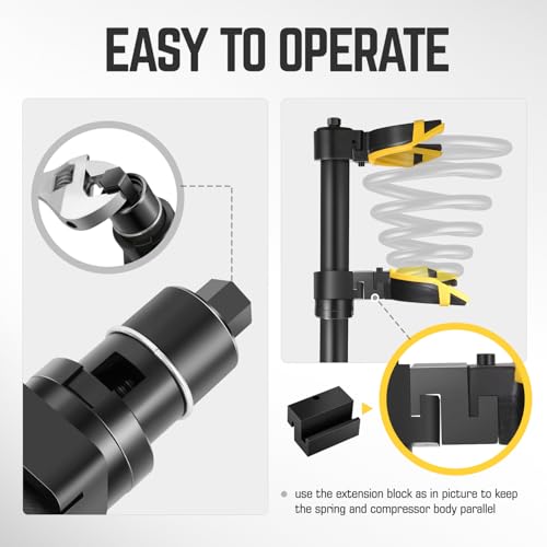 DNA Motoring Interchangeable Universal Strut Spring Compressor Kit, Fork Strut Coil Extractor Tool Set with Safety Guard and Storage Box, TOOLS-00784