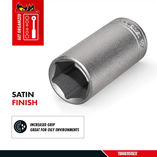 Teng Tools 3/8 Inch 6 Point SAE Deep 1/4 Inch Drive Chrome Vanadium Socket | Mechanic Tool | Hand Tool - M140212-C - size: 3/8 Inch, style: Deep SAE