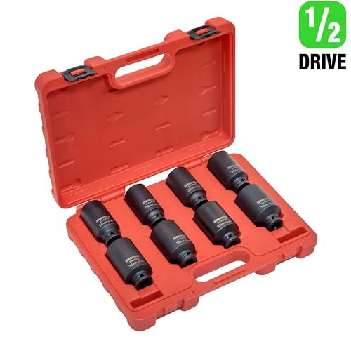 OEMTOOLS 24480 Axle Nut Socket Set, 12-Pt 1/2 Impact Socket Set, 8Pc Metric 1/2 Socket Set, Impact Socket Set 1/2 Drive for Axle Nuts, Impact Sockets 29mm to 39mm, Socket Sets Storage Case
