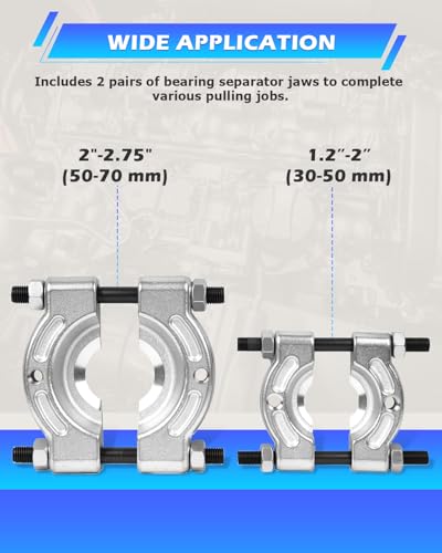 DAYUAN 14Pcs Bearing Separator Puller Set, Bearings Splitters Puller Tool | Heavy Duty 5 Ton Capacity, 2" & 3" Bearing Separators, Drop-Forged Heat-Treated Steel, 4 Sets Push-Puller Legs, Blue Case - color: Blue