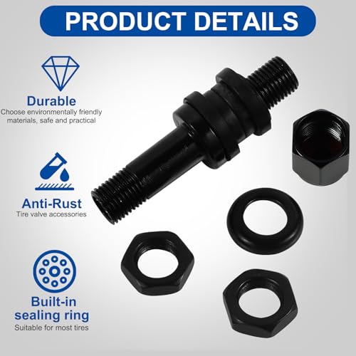 TR43E/VS43 Black Tubeless Metal Clamp-in Valve Stems, 0.453" /11.3mm+0.4mm Valve Hole Dia, Length 1.69", Aluminum Alloy, Pack of 5 - size: TR43E 5pcs