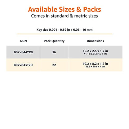 Amazon Basics 22-Piece Long Arm Hex Key Wrench Set - SAE/Metric, Chrome Vanadium Steel with Storage Case - size: 22-Piece