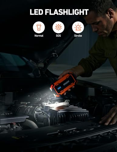 AstroAI P10 Car Battery Jump Starter, 5000A Portable Jump Starter Battery Pack for Up to 10L Gas & 8L Diesel Engines, 12V Lithium Jump Box, Auto Booster Pack with 3-Mode LED Lights & Jumper Cable - color: Orange - 5000A (P10)