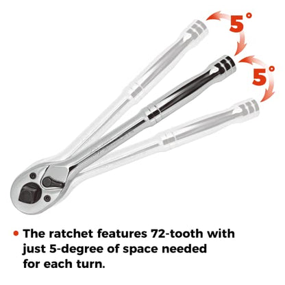 Der Erwachte 3-IN-1 Ratchet Handle | 1/4", 3/8", 1/2", Ratchet Wrench, Socket Wrench, 72-Tooth, Reversible Switch, Full-Polished Chrome Plating, Cr-V Steel - size: 3IN1 Ratchet